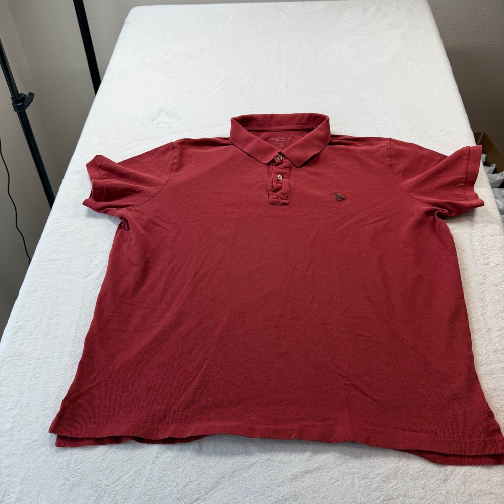 Eddie Bauer Polo Shirt Mens XXL Red Good Embroidered Goose Pique Knit